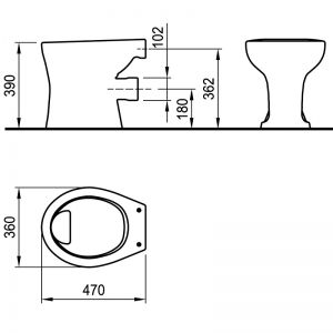 Тоалетна чиния CLASSICA с медицинско предназначение размери