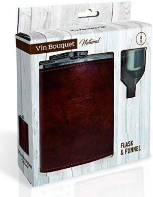 Vin Bouquet Комплект кожена бутилка за алкохол с фуния