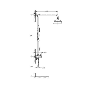 Стационарна душ система за баня BELLA за стенен смесител BERGSEE BS8878