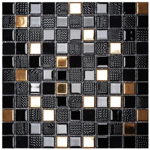 Мозайка от стъклокерамика REA BLACK/GOLD 30х30 см - черно+злато