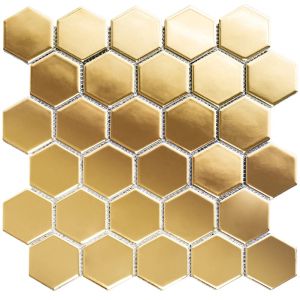 Стъклокерамична шестоъгълна мозайка REA HEXAGON GOLD 29,5х29,5 см - злато