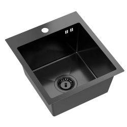 Черна кухненска мивка от неръждаема стомана за вграждане REA LUKE 90 BLACK 40х45 см